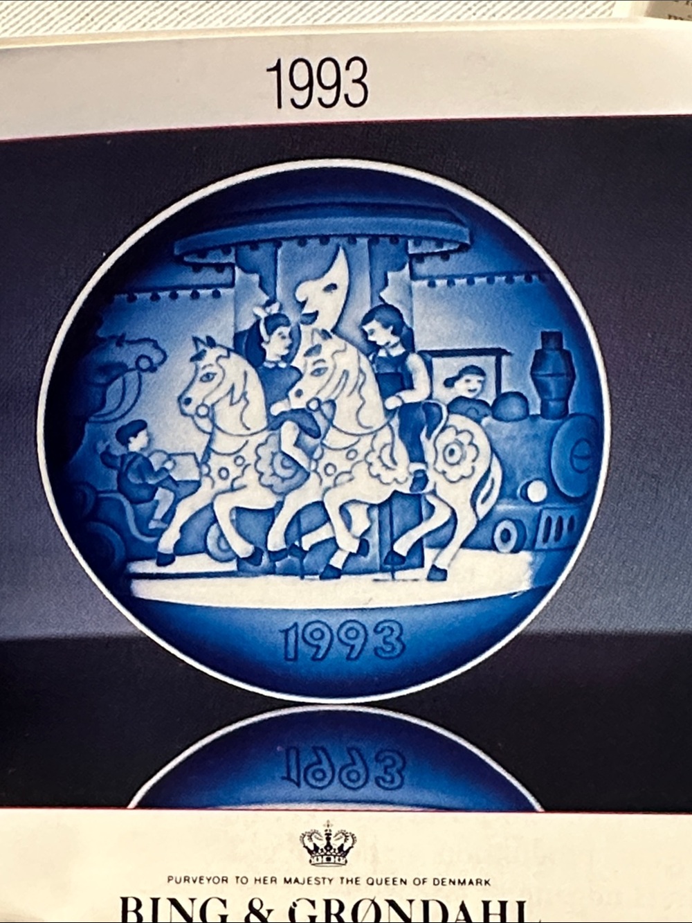 Bing & Grondahl 1993 Blue Carousel Decorative Plate